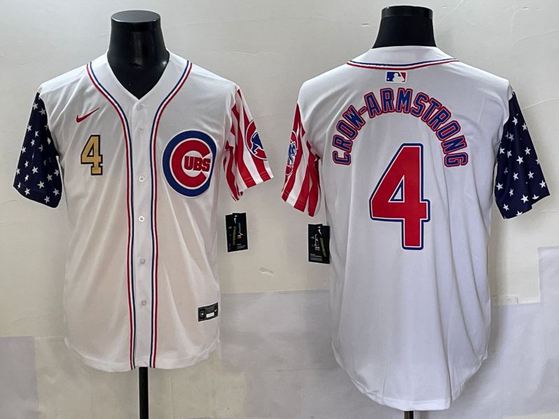 Men 2025 Chicago Cubs #4 Crow-Armstrong White a generation of national flags Joint Name Nike MLB Jersey style 3